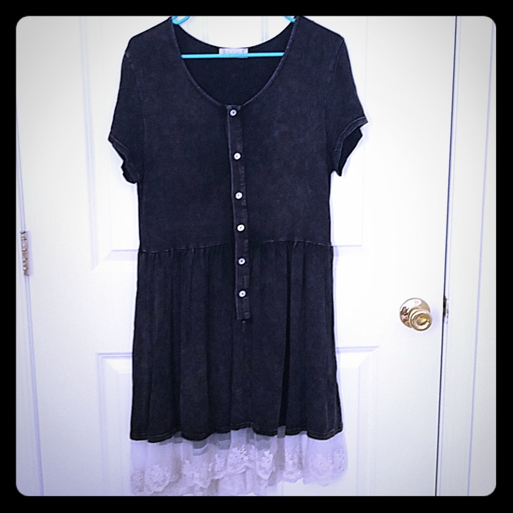 Altar'd State Gray Lace Trim Dress